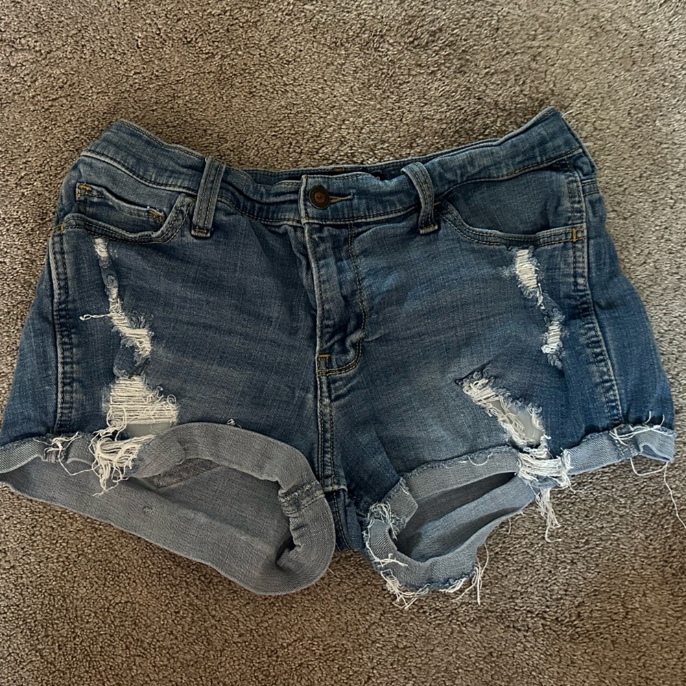 Hollister Blue Distressed Jean Shorts